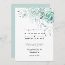 Invitación Boda floral turquesa y salada
