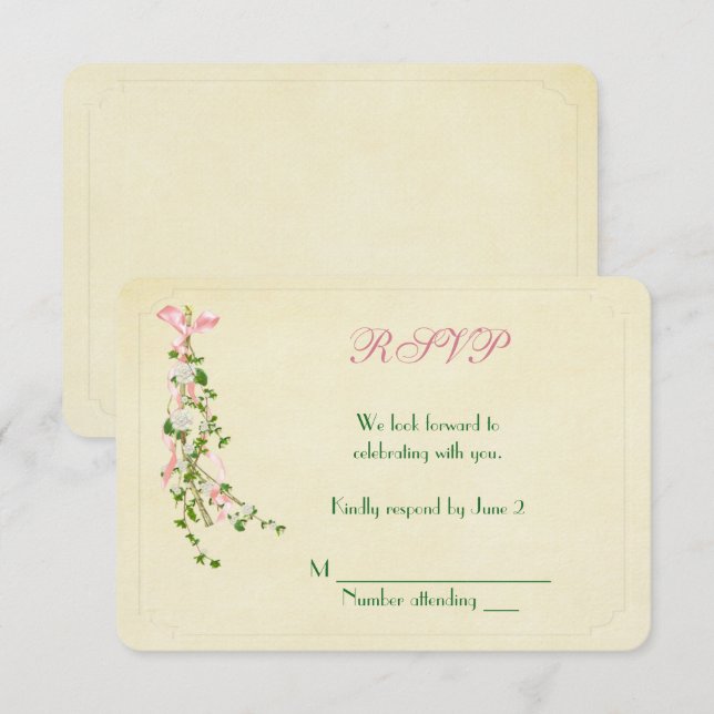 Invitación Boda Floral Twig RSVP (Anverso / Reverso)