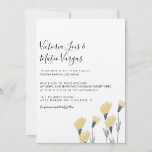 Invitación Boda Floral Vegetación Silvestre Amarilla