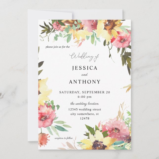 Invitación Boda floral veraniego 2 (Anverso)