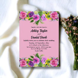 Invitación Boda floral veraniego romántico de flores de Rubor