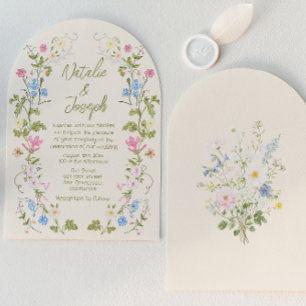 Invitación Boda Floral Verano Arqueado Escrito a Mano