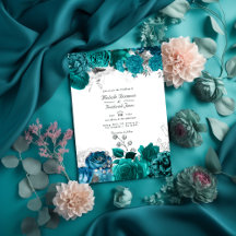 Boda floral verde azulado y plateado Código QR Rsv
