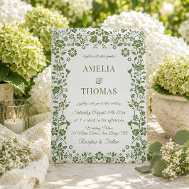 Invitación Boda floral verde cítrico