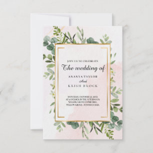 Invitación Boda floral verde clásica