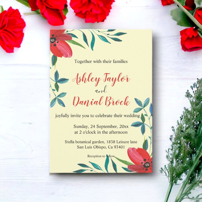 Invitación Boda floral verde de flores silvestres acuarela ro (Subido por el creador)