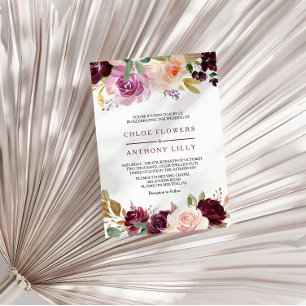 Invitación Boda floral verde de Rubor borgoña