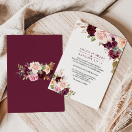 Invitación Boda floral verde de Rubor borgoña