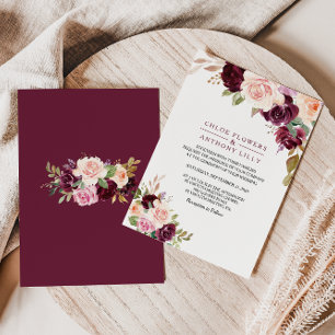 Invitación Boda floral verde de Rubor borgoña