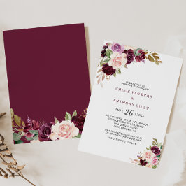 Invitación Boda floral verde de Rubor borgoña