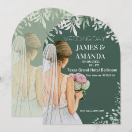 Invitación Boda floral verde dentro de presupuesto