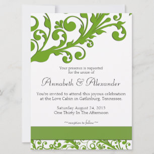 Invitación Boda floral verde elegante