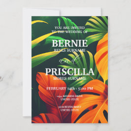 Invitación Boda floral verde elegante y bosque de plantas