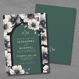 Invitación Boda floral verde esmeralda