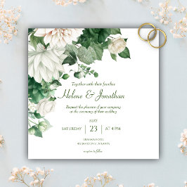 Invitación Boda floral verde esmeralda moderno