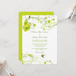 Invitación Boda Floral Verde Hibiscus Swirls