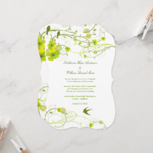 Invitación Boda Floral Verde Hibiscus Swirls