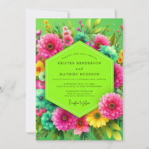 Invitación Boda Floral Verde Lima en Flor