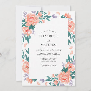 Invitación Boda floral verde melocotón