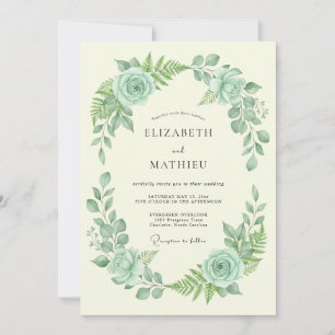Invitación Boda floral verde menta