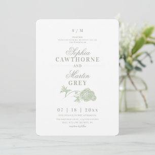 Invitación Boda floral verde menta pastel