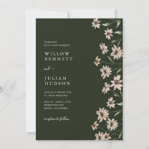 Invitación Boda floral verde moderna simple