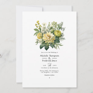 Invitación Boda Floral Verde Musgo