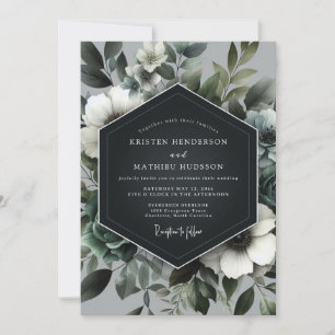 Invitación Boda Floral Verde Pizarra
