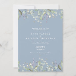 Invitación Boda floral verde polvoriento azul todo en uno