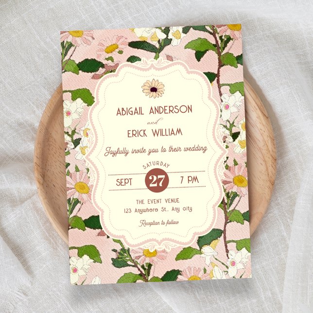 Invitación Boda floral verde rosa (Subido por el creador)