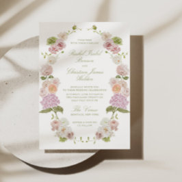 Invitación Boda floral verde rosa