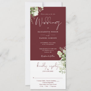 Invitación Boda floral verde rosa palo todo en uno