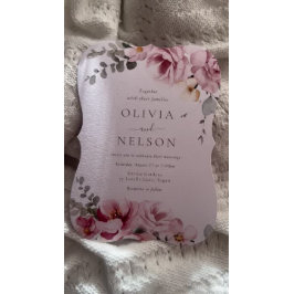 Invitación Boda floral verde rosa y sabio de Rubor