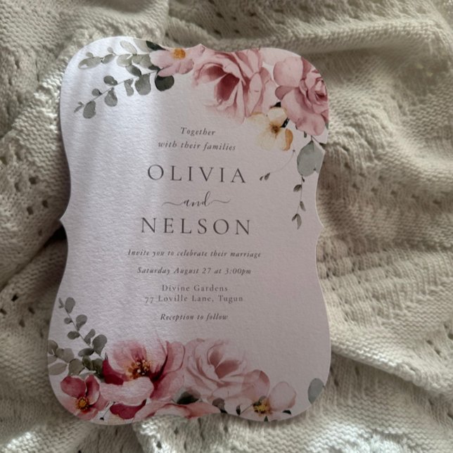 Invitación Boda floral verde rosa y sabio de Rubor (Subido por el creador)