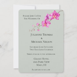 Invitación Boda floral verde rosado para orquídeas Sage