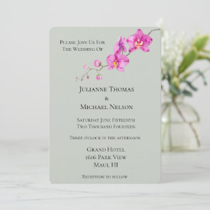 Invitación Boda floral verde rosado para orquídeas Sage