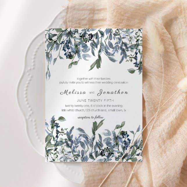 Invitación Boda floral verde sage Silver (Subido por el creador)