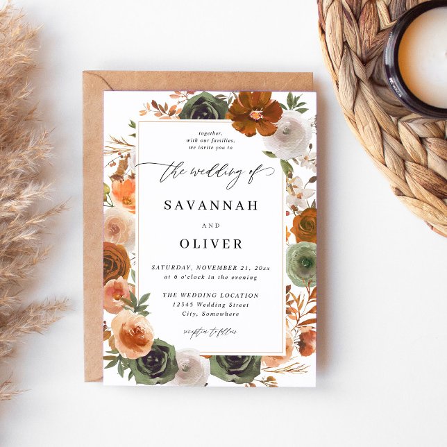 Invitación Boda floral verde y de montaña de algodón S2 - bla (Subido por el creador)