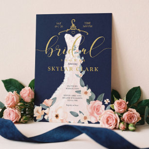Invitación Boda floral vestida marina con ducha de novia invi