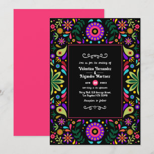 Invitación Boda floral vibrante de la fiesta mexicana