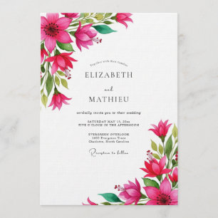 Invitación Boda Floral Vibrante Fuchsia
