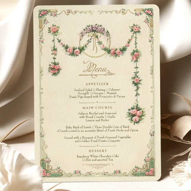Invitación Boda floral victoriano Menú Delicate Garland (Subido por el creador)