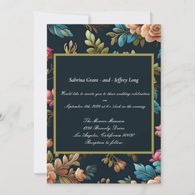 Invitación Boda floral vintage (Anverso)