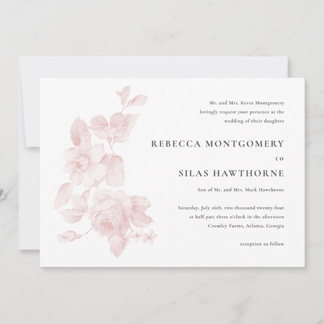 Invitación Boda Floral Vintage (Anverso)