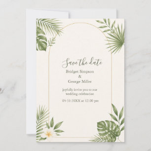 Invitación Boda floral vintage arco verde salvia Hawaii