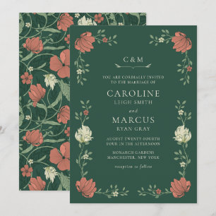 Invitación Boda floral vintage art nouveau