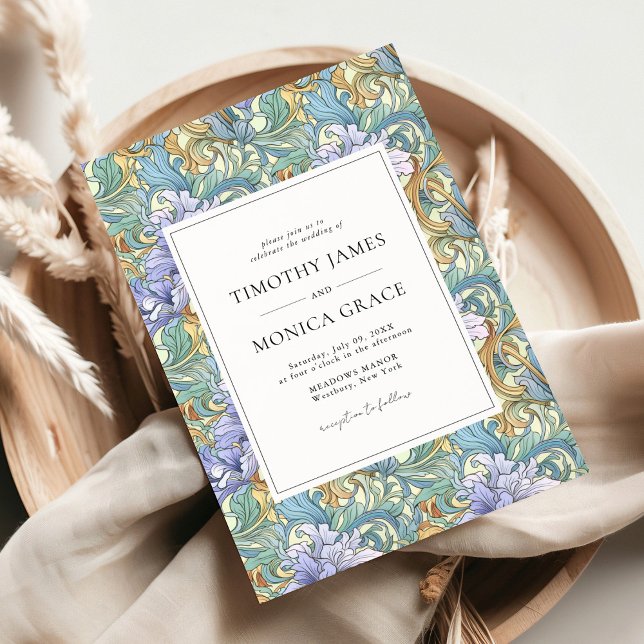 Invitación Boda floral vintage Art Nouveau Pastel (Subido por el creador)
