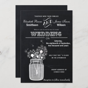 Invitación Boda floral Vintage Chalkboard Mason Jar