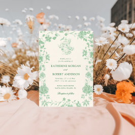 Invitación Boda floral vintage de Emerald Chinoiserie