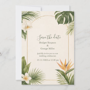 Invitación Boda floral vintage de Hawaii ave del paraíso